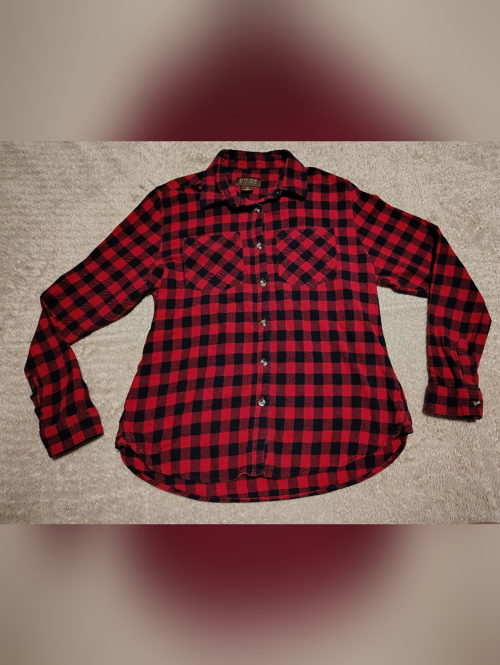 Lincoln Outfitters Womens Long Sleeve Buffalo Plaid Flannel Button Down Shirt Md